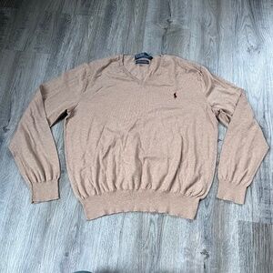 Polo Ralph Lauren Pima Cotton V Neck Sweater men's Size lg Lightweight
